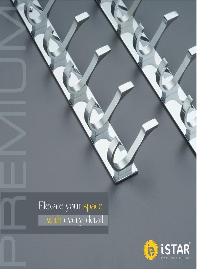 آي ستار خطافات ملابس الحمام من الفولاذ المقاوم للصدأ من iSTAR، 8 دبابيس، خطافات لتعليق أردية الحمام، قضيب لتعليق المفاتيح والملابس والمناشف، خطاف فولاذي (فضي، عبوة من قطعتين) - Image 4